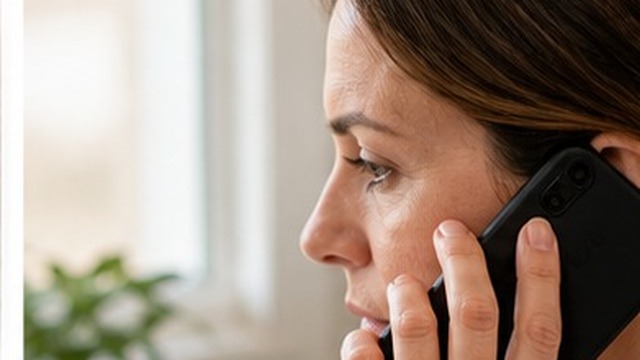 A person calling a healthcare service beside first-aid supplies